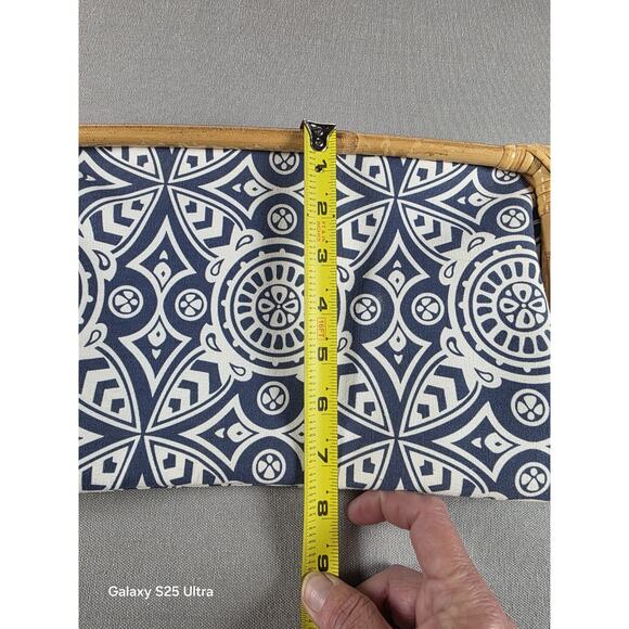 Donna Dixon Clutch Bamboo Purse Boho Magnetic Closure Blue White Moroccan‎ Tile - Picture 2 of 7